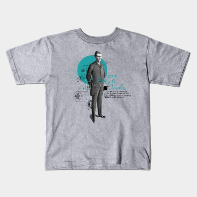 Nikola Tesla Kids T-Shirt by Ikographik